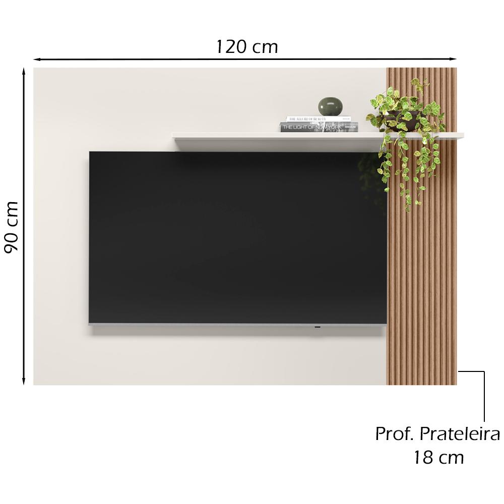 Painel Para TV 40 Polegadas 13936 Off White Cristal Ripado Madeira Dmad
