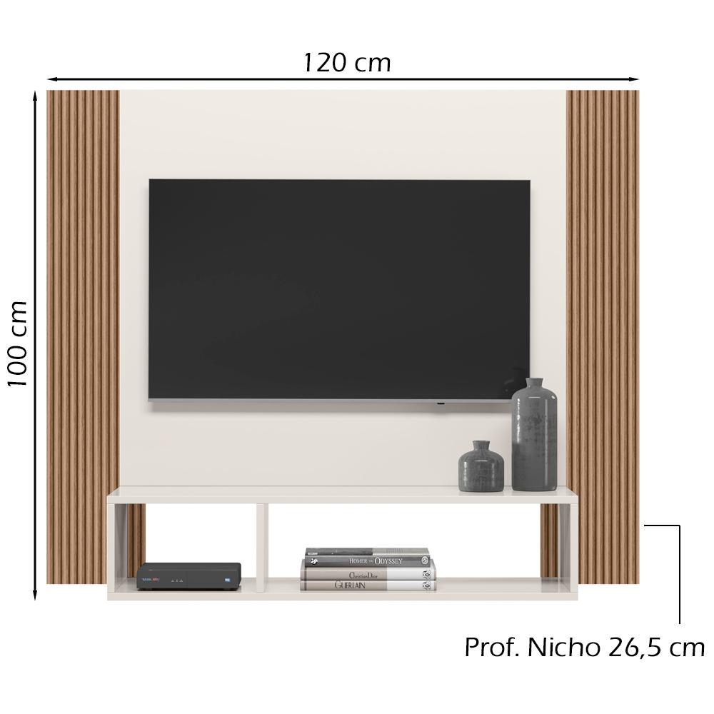 Painel Para TV 40 Polegadas 13949 Off White Cristal Ripado Madeira Dmad