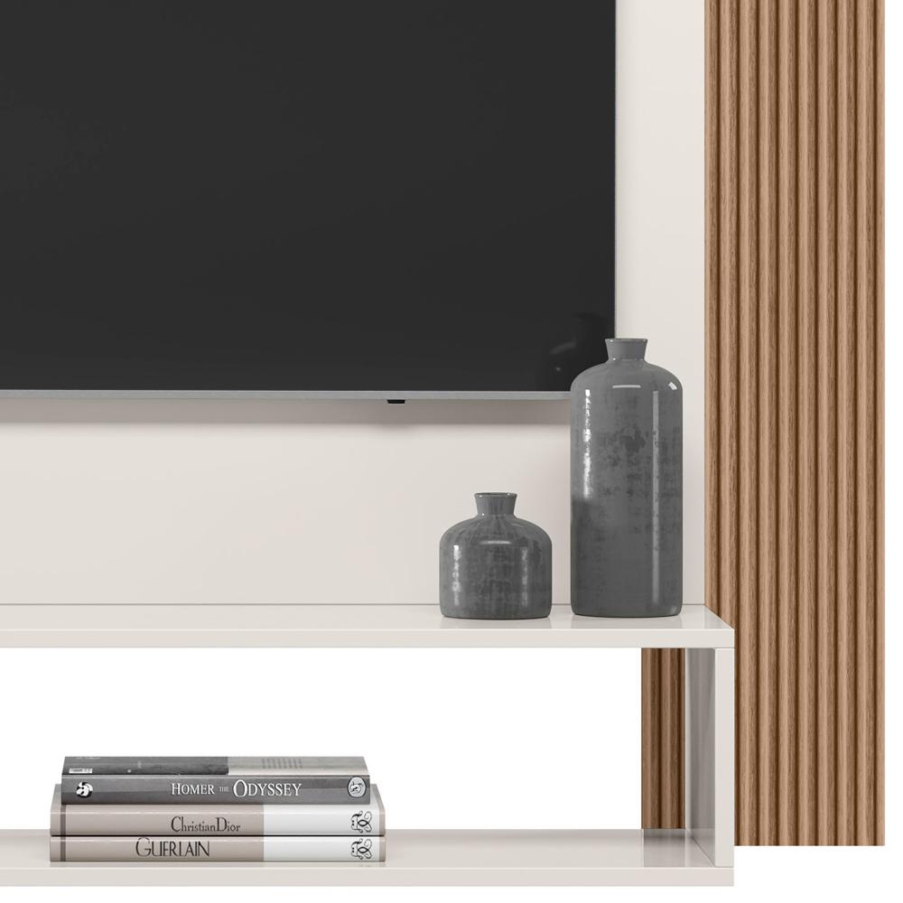 Painel Para TV 40 Polegadas 13949 Off White Cristal Ripado Madeira Dmad