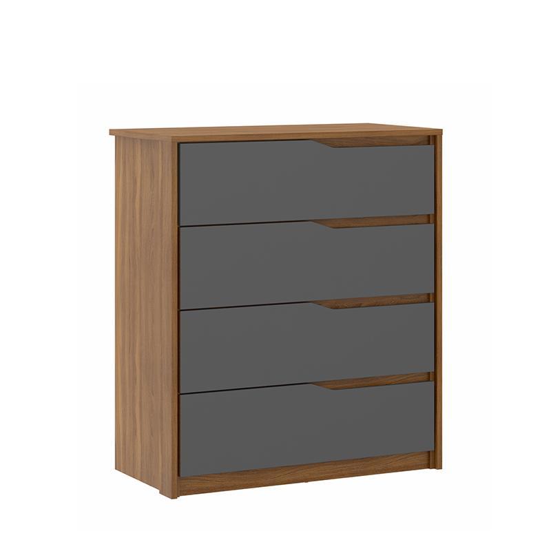 Cômoda Atria 4 Gavetas Amêndola/Grafito - Demartêz