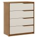 Cômoda para Quarto 4 Gavetas com Puxadores Usinados Aria Amêndola/Off White
