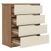 Cômoda para Quarto 4 Gavetas com Puxadores Usinados Aria Amêndola/Off White