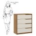 Cômoda para Quarto 4 Gavetas com Puxadores Usinados Aria Amêndola/Off White