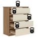 Cômoda para Quarto 4 Gavetas com Puxadores Usinados Aria Amêndola/Off White