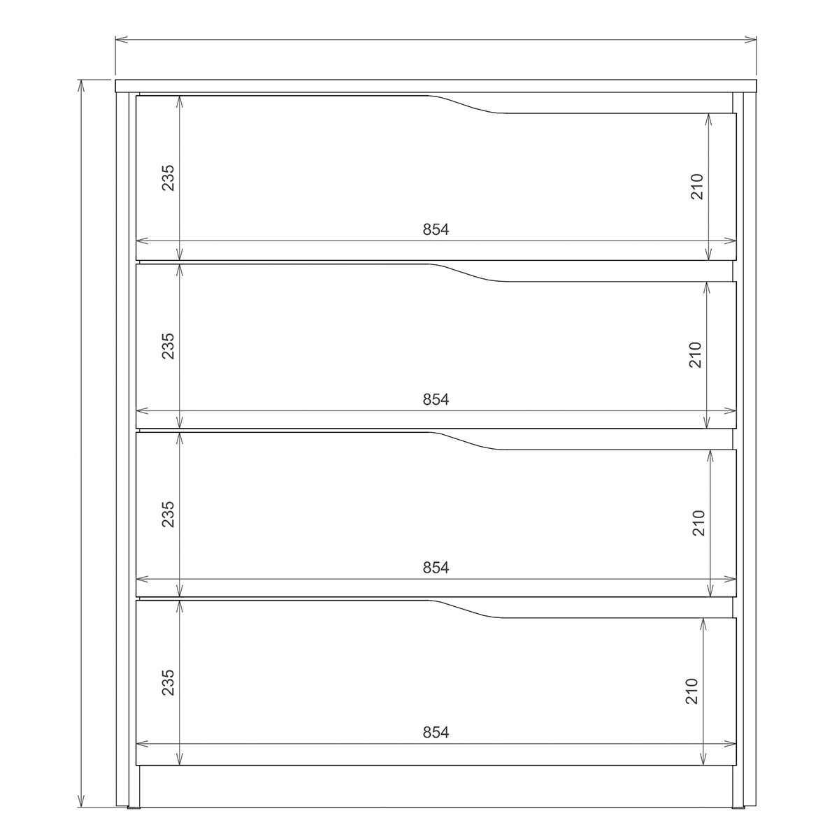 Cômoda para Quarto 4 Gavetas com Puxadores Usinados Aria Amêndola/Off White
