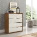 Cômoda para Quarto 4 Gavetas com Puxadores Usinados Aria Amêndola/Off White