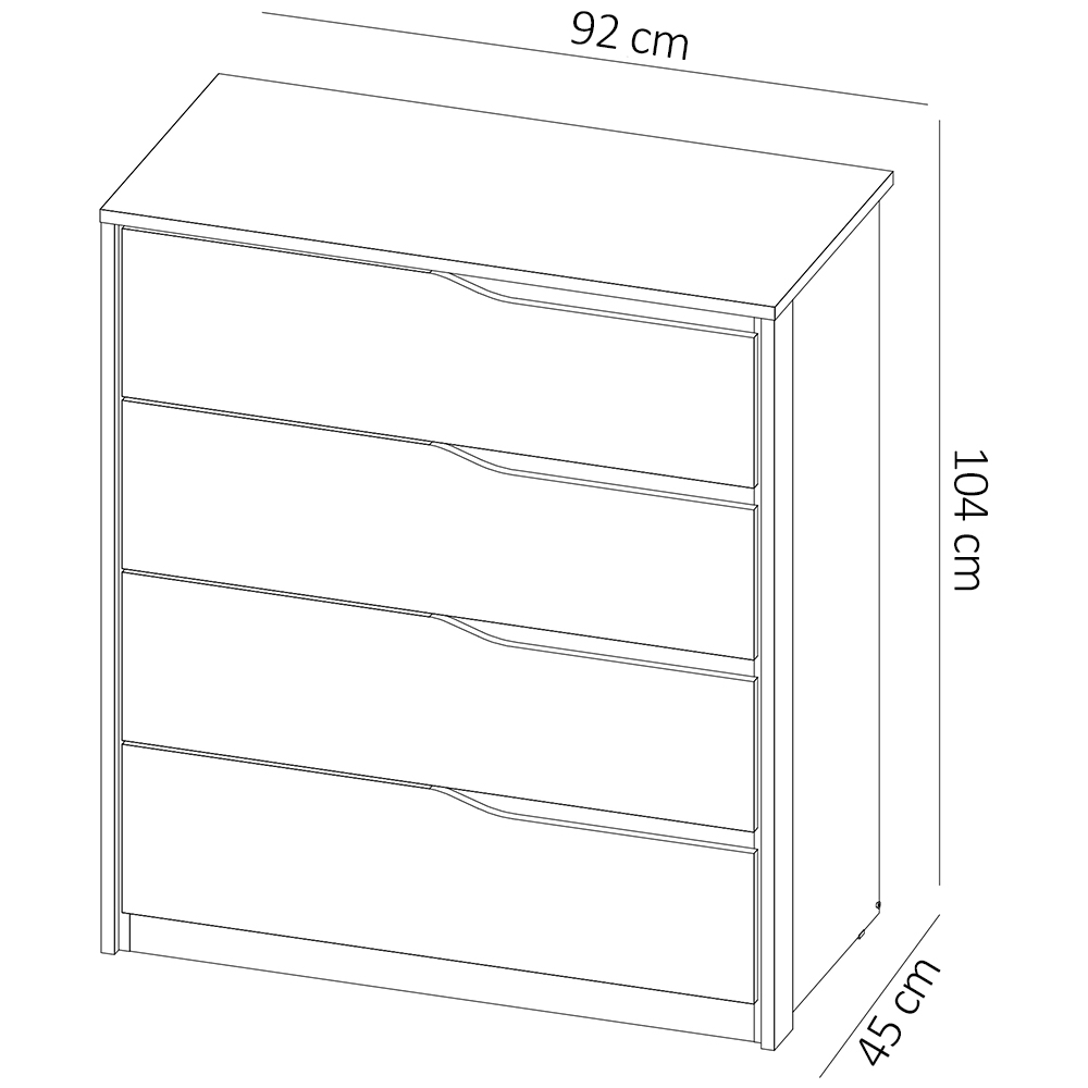 Comoda 04 Gavetas Corrediças Telescopicas Atria Amendola Touch Off White Demartez