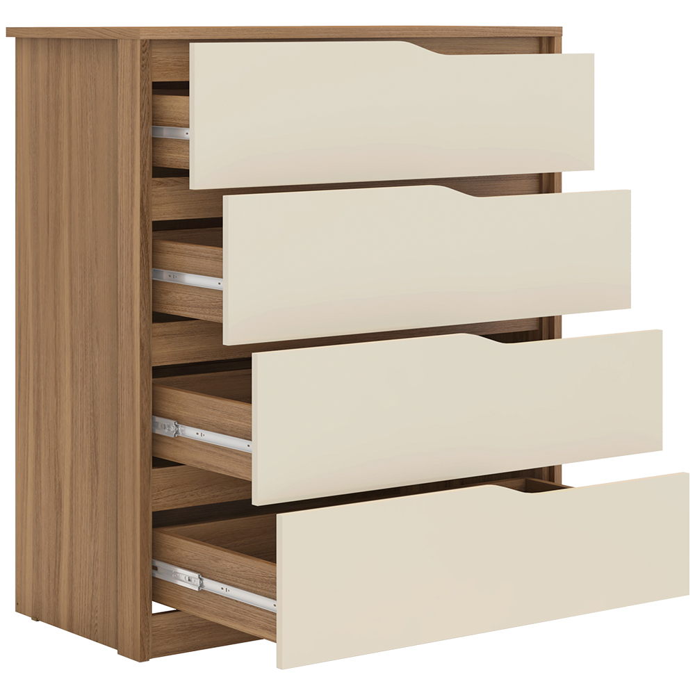Comoda 04 Gavetas Corrediças Telescopicas Atria Amendola Touch Off White Demartez