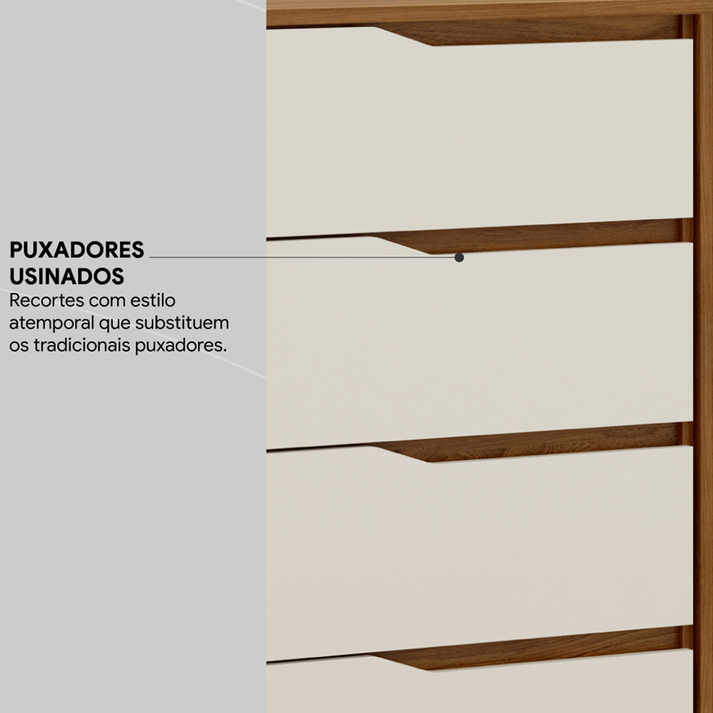 Comoda 04 Gavetas Corrediças Telescopicas Atria Amendola Touch Off White Demartez