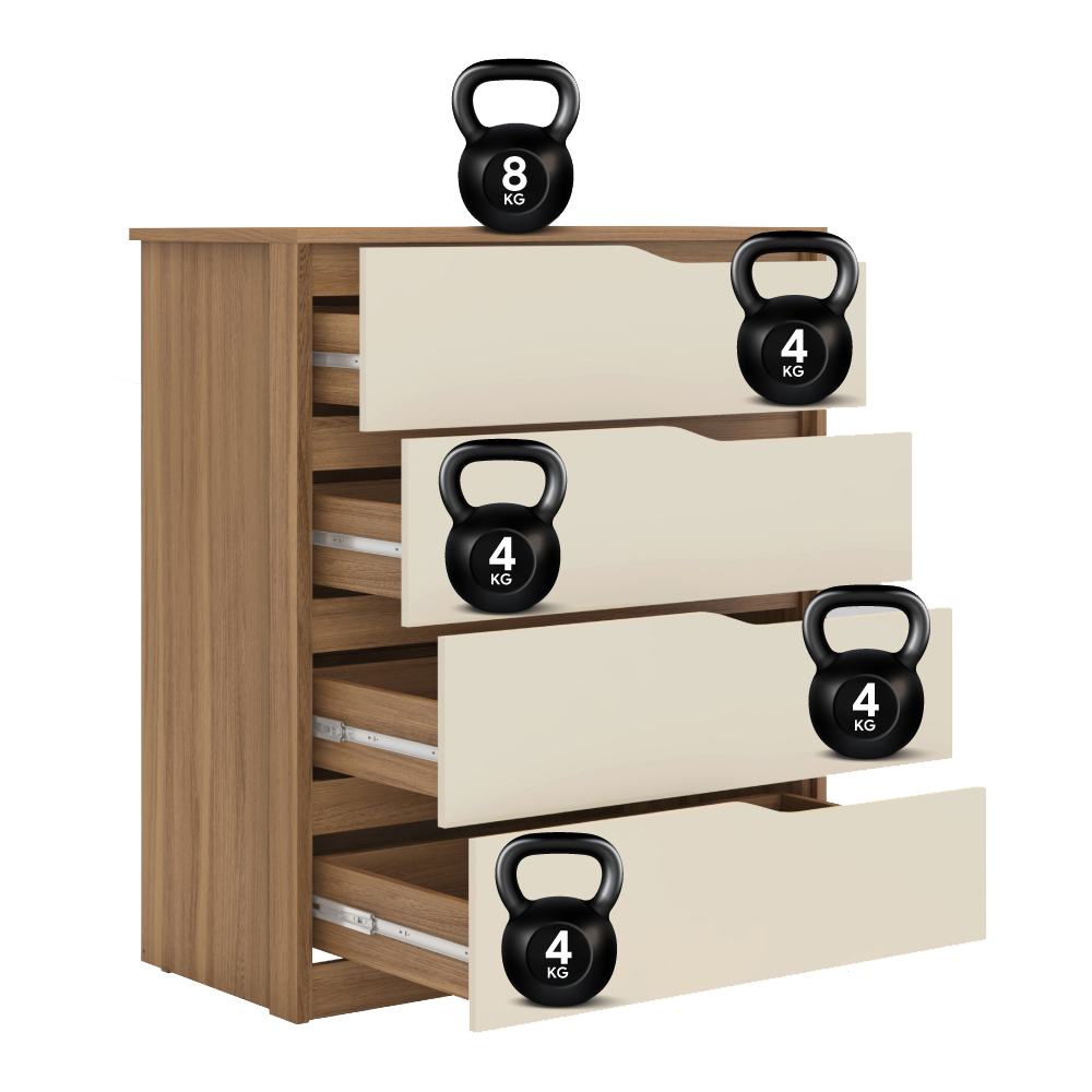 Comoda 04 Gavetas Corrediças Telescopicas Atria Amendola Touch Off White Demartez