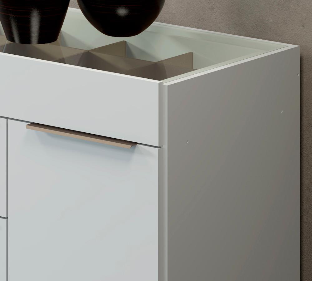 Comoda Porta Joia Tampo Vidro 5 Gavetas Corrediças Telescopicas Lume Branco Demartez