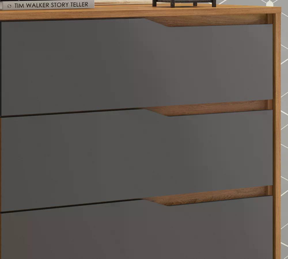 Conjunto Guarda Roupa Atore E Comoda Atria Amendola Grafito Demartez