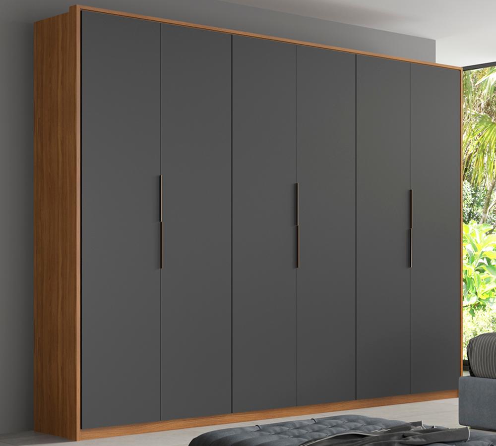 Conjunto Guarda Roupa Atrice E Comoda Atria Amendola Grafito Demartez