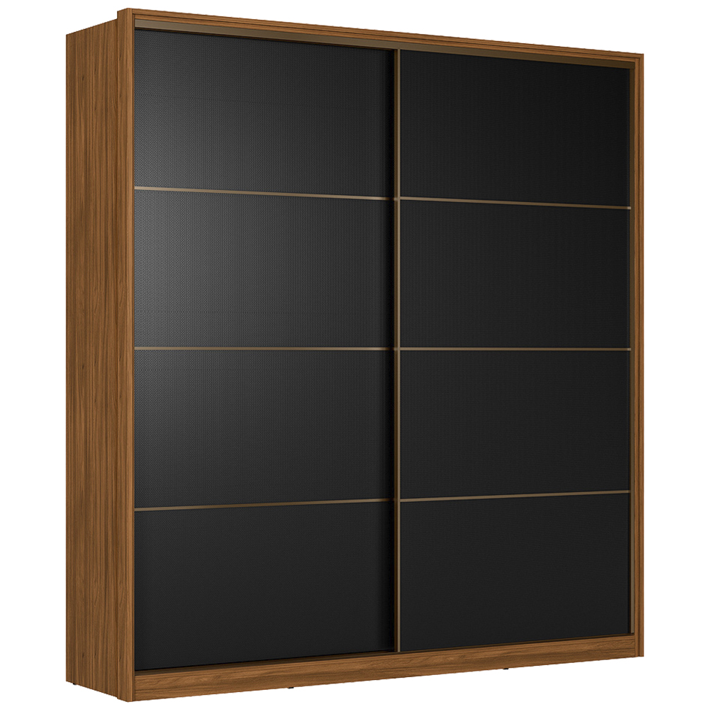 Guarda Roupa Casal 2 Portas De Correr Belga Nogueira Preto Flex Demartez