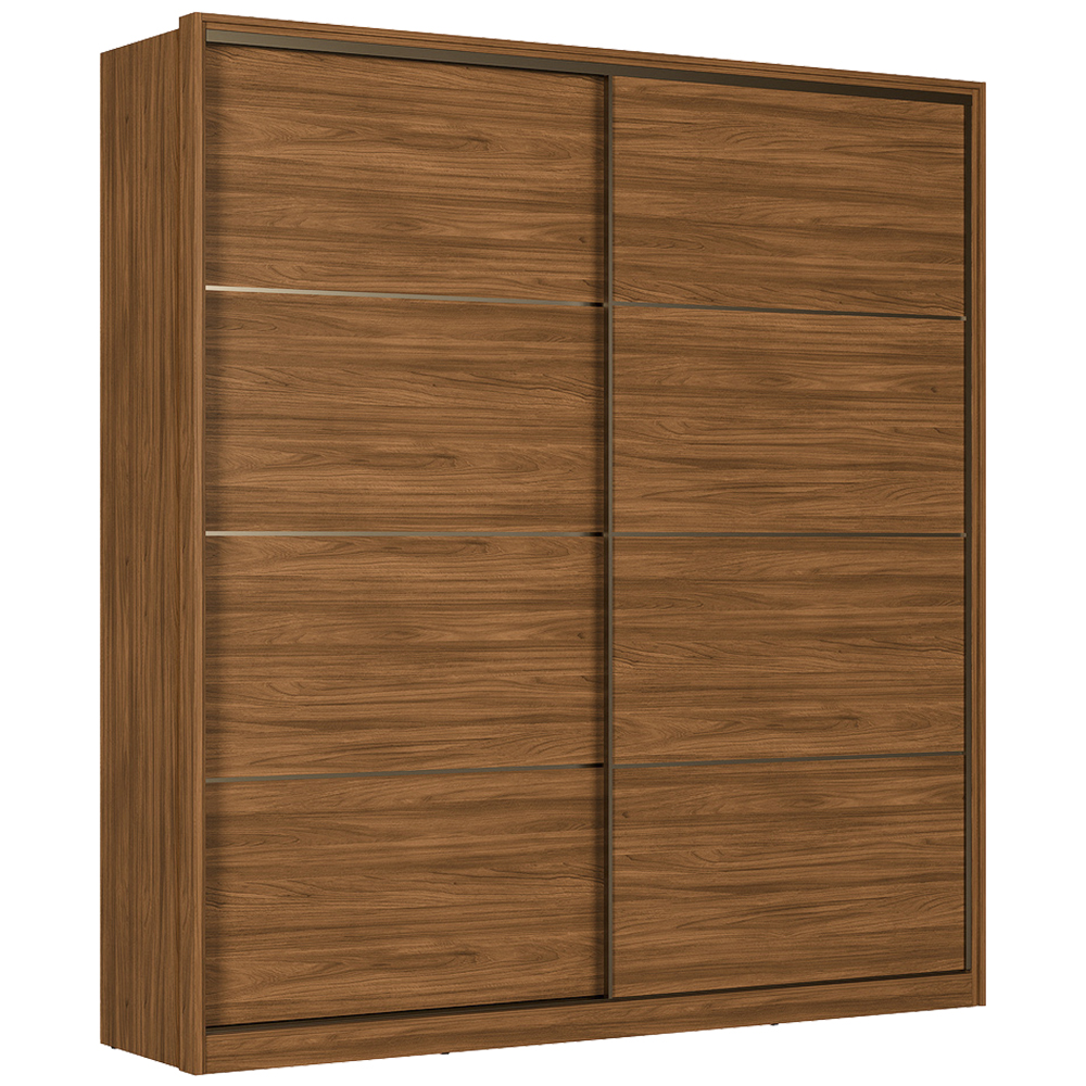 Guarda Roupa Casal 2 Portas De Correr Belga Nogueira Preto Flex Demartez