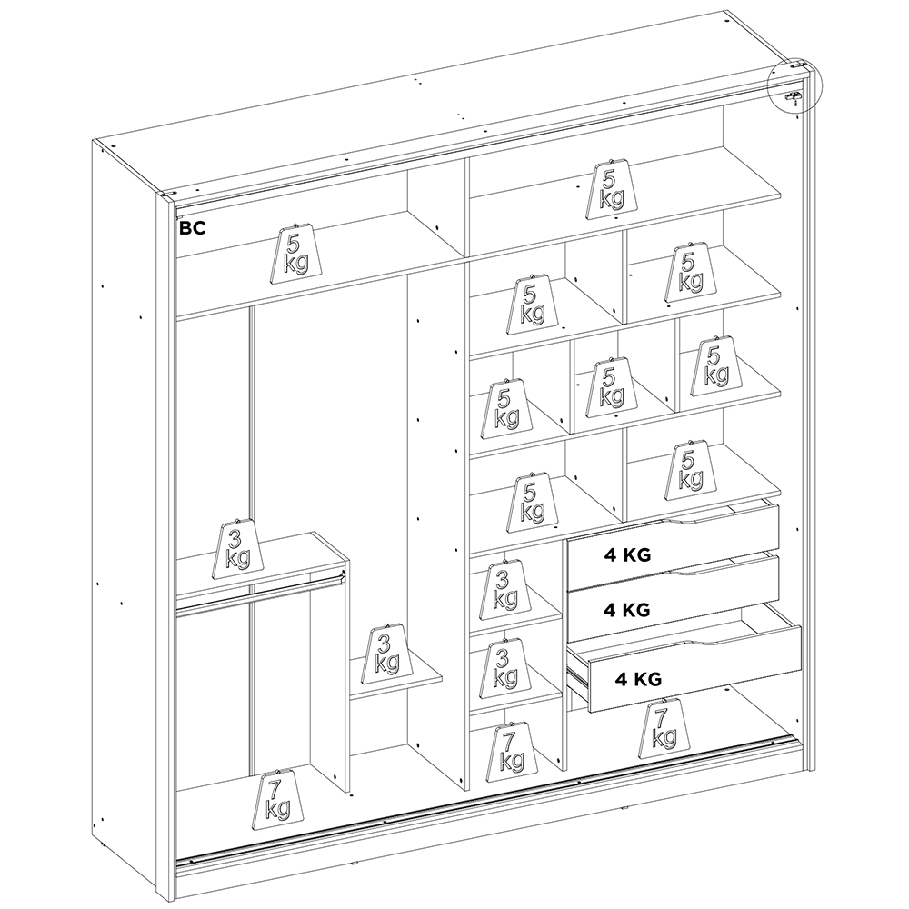 Guarda Roupa Casal 2 Portas De Correr Belga Nogueira Preto Flex Demartez