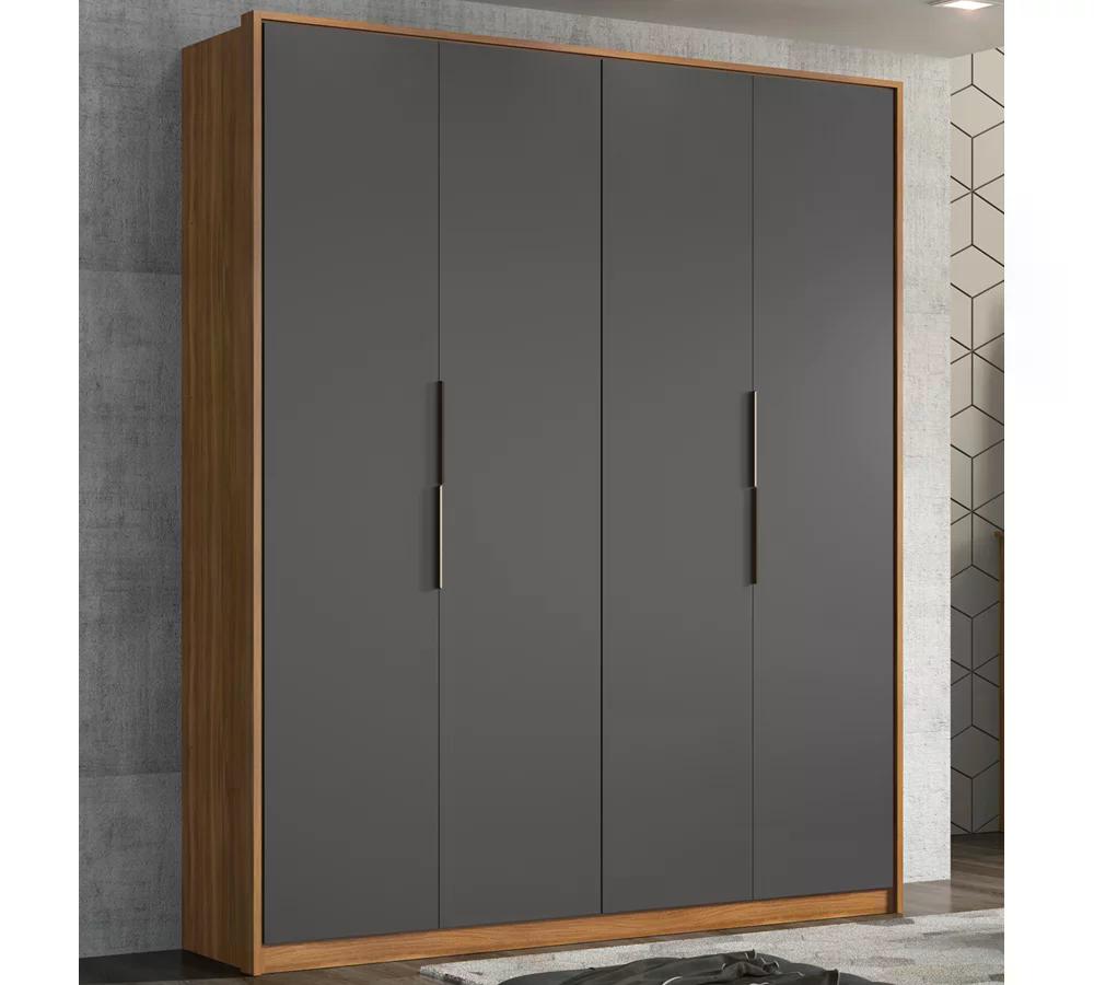 Guarda Roupa Casal 4 Portas Atore Amendola Grafito Demartez