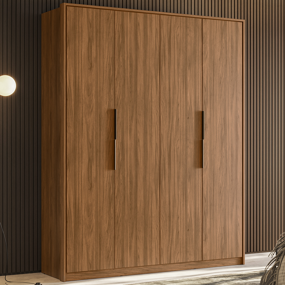 Guarda Roupa Casal 4 Portas Atore Nogueira Touch Demartez