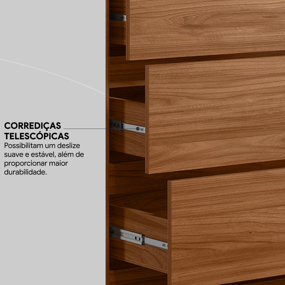 Guarda Roupa Casal 4 Portas Atore Nogueira Touch Demartez