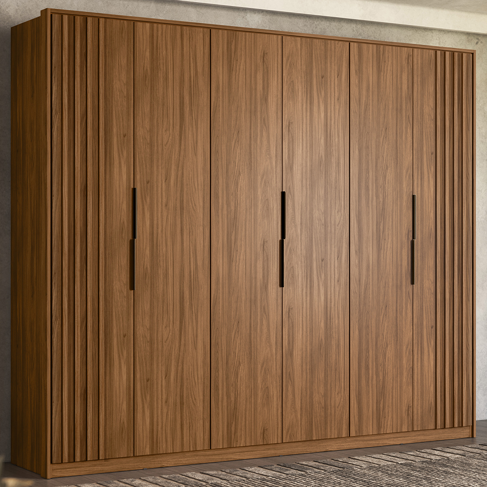 Guarda Roupa Casal 6 PT 6 GAV D66210K Nogueira Touch Demartez