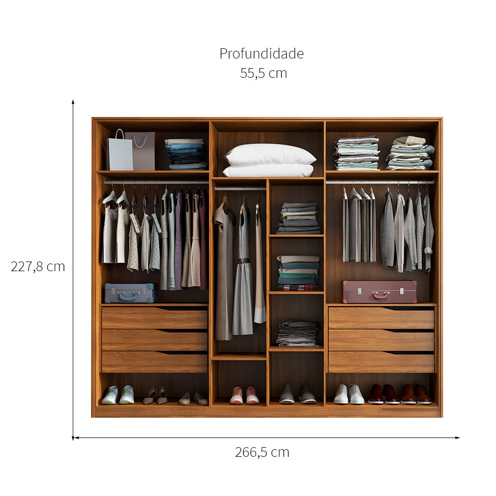 Guarda-Roupa Casal Atrice 6 Portas 6 Gavetas Amêndola