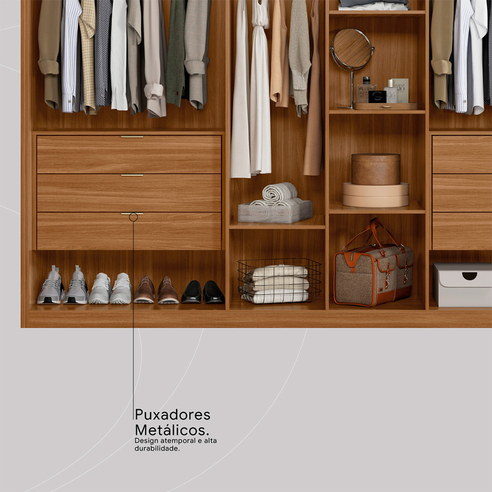 Guarda-Roupa Casal Atrice 6 Portas 6 Gavetas Amêndola