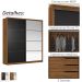 Guarda Roupa Casal Portas De Correr Com Espelho Belga Nogueira Preto Flex Demartez