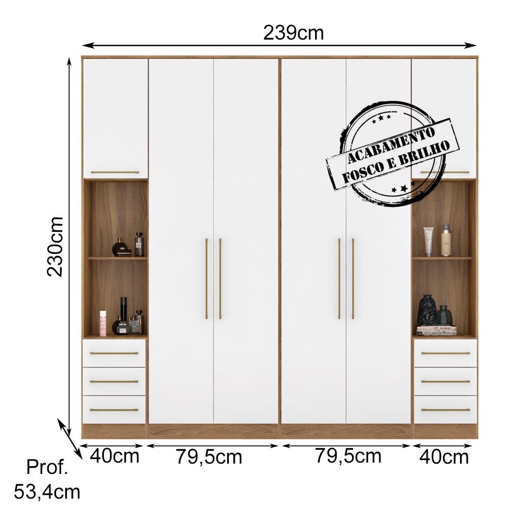 Guarda Roupa Modulado 4 Peças Composição 4 Amendola Branco Demartez