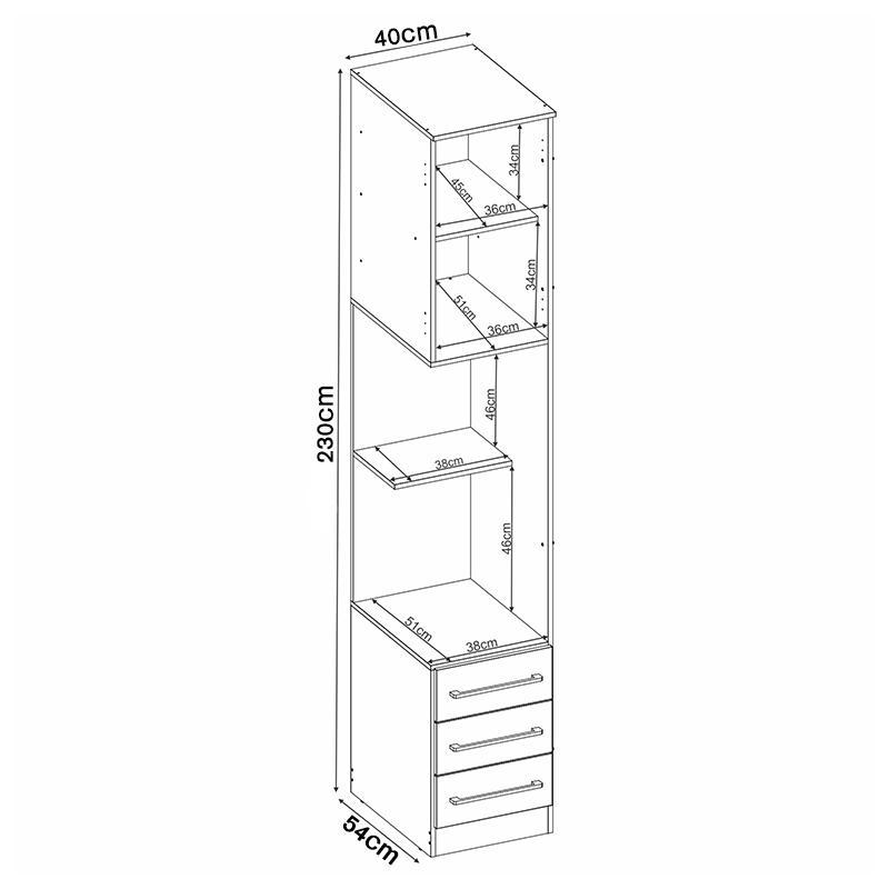 Guarda Roupa Modulado Irlanda 1 Porta com Mesa de Cabeceira Amêndola/Branco - Demartêz  
