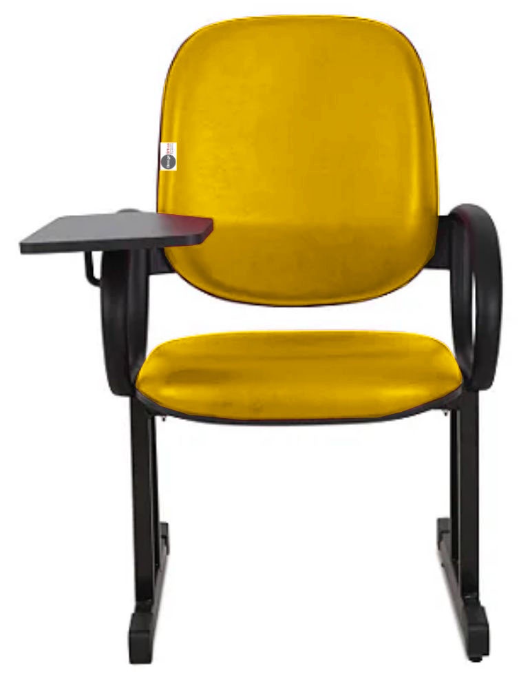01 Cadeira Escolar para Auditório e Escolas com Prancheta Linha Dallas Auditório Amarelo
