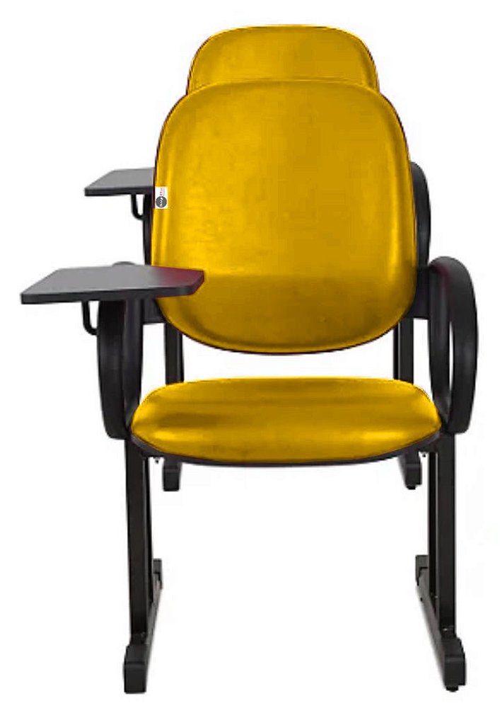 01 Cadeira Escolar para Auditório e Escolas com Prancheta Linha Dallas Auditório Amarelo