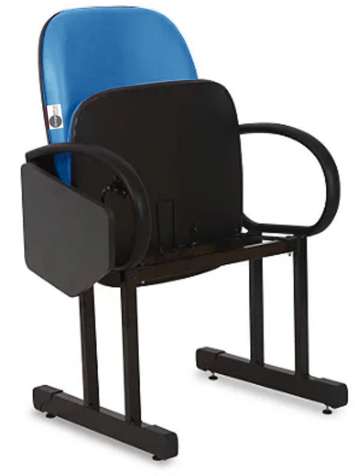 01 Cadeira Escolar para Auditório e Escolas com Prancheta Linha Dallas Auditório Azul