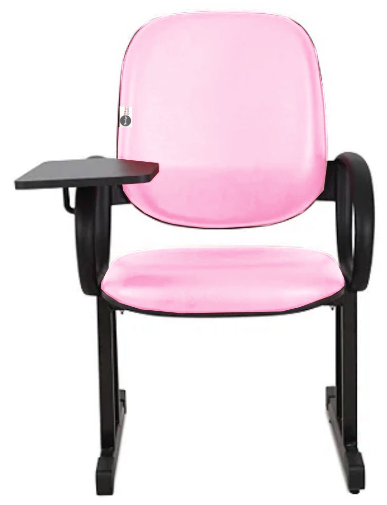 01 Cadeira Escolar para Auditório e Escolas com Prancheta Linha Dallas Auditório Rosa