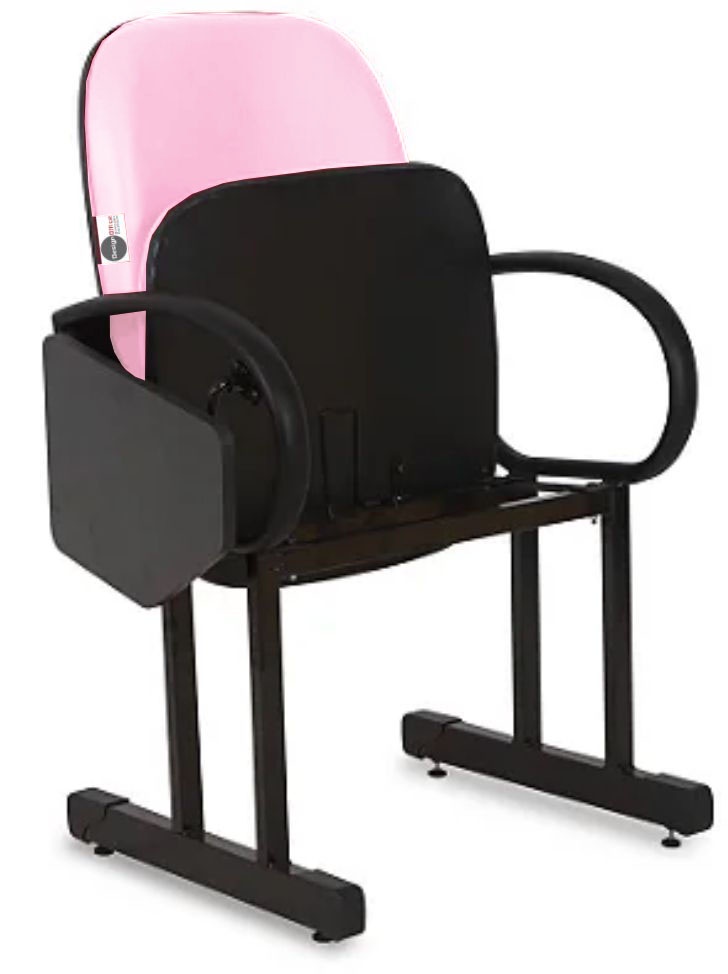 01 Cadeira Escolar para Auditório e Escolas com Prancheta Linha Dallas Auditório Rosa
