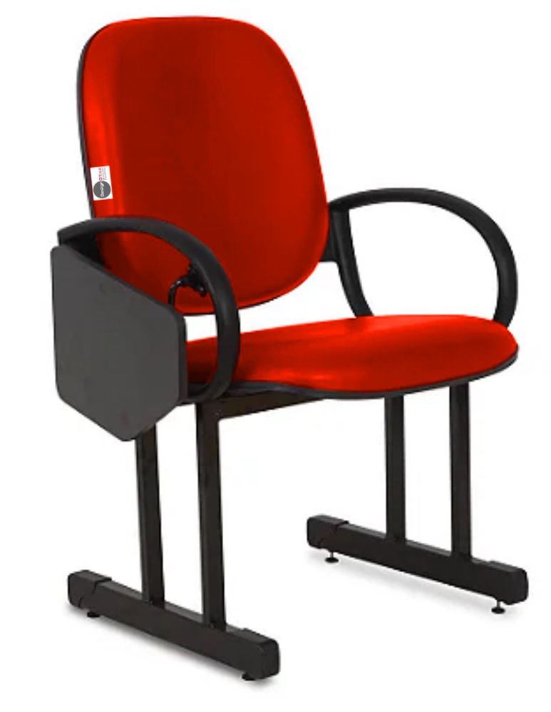01 Cadeira Escolar para Auditório e Escolas com Prancheta Linha Dallas Auditório Vermelho