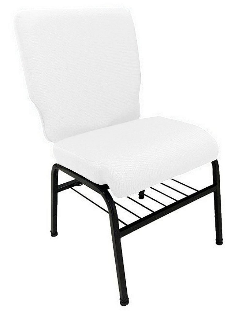 01 Cadeira para Igrejas c/ Porta Biblía e Porta Cálice Branco