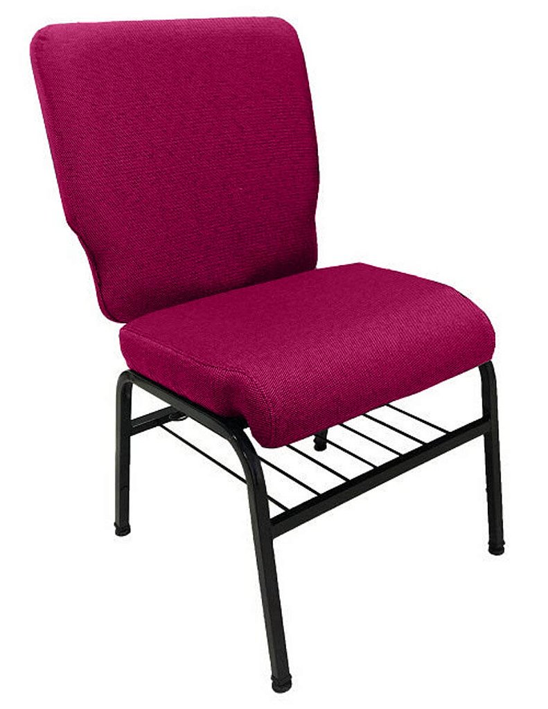 01 Cadeira para Igrejas c/ Porta Biblía e Porta Cálice Rosa
