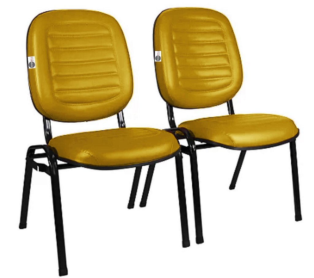 02 Cadeiras Empilhável para Igrejas Evangélicas Linha Holy Amarelo
