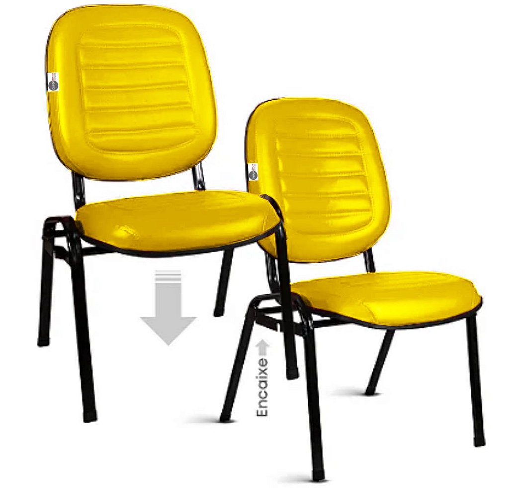 02 Cadeiras Empilhável para Igrejas Evangélicas Linha Holy Amarelo