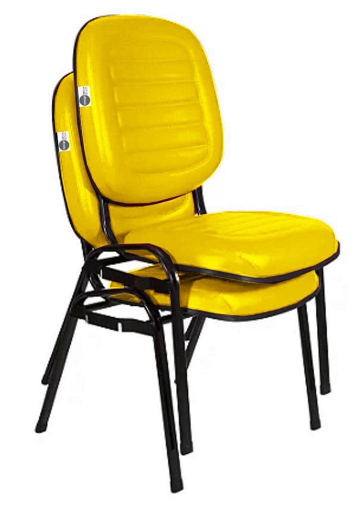 02 Cadeiras Empilhável para Igrejas Evangélicas Linha Holy Amarelo
