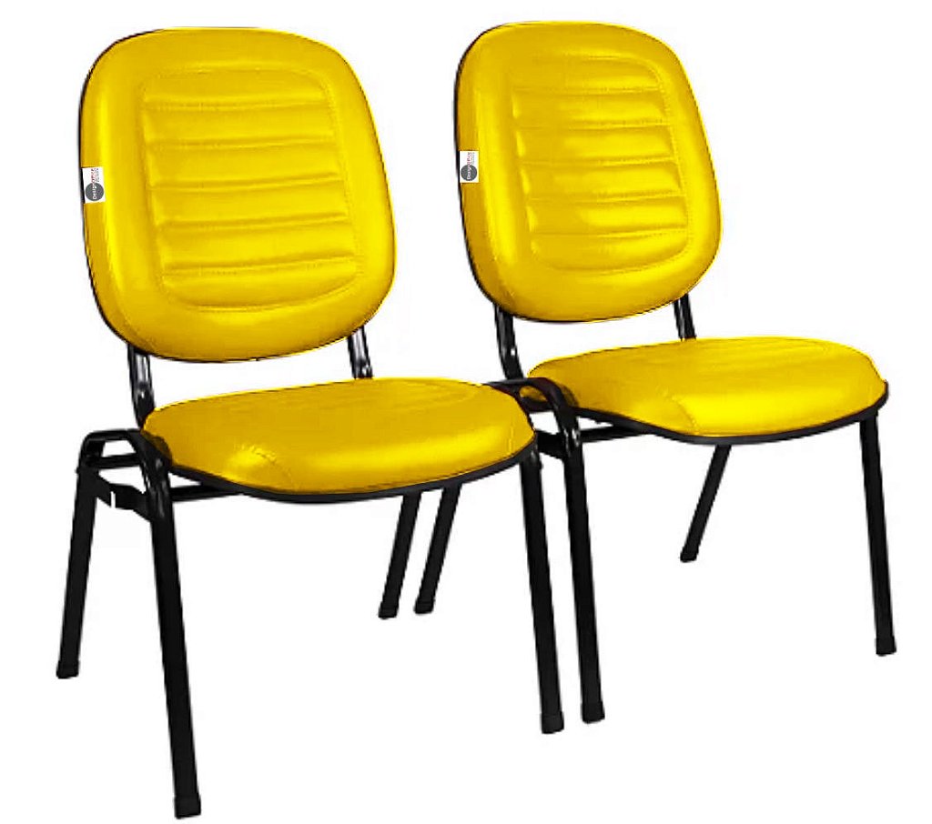 02 Cadeiras Empilhável para Igrejas Evangélicas Linha Holy Amarelo