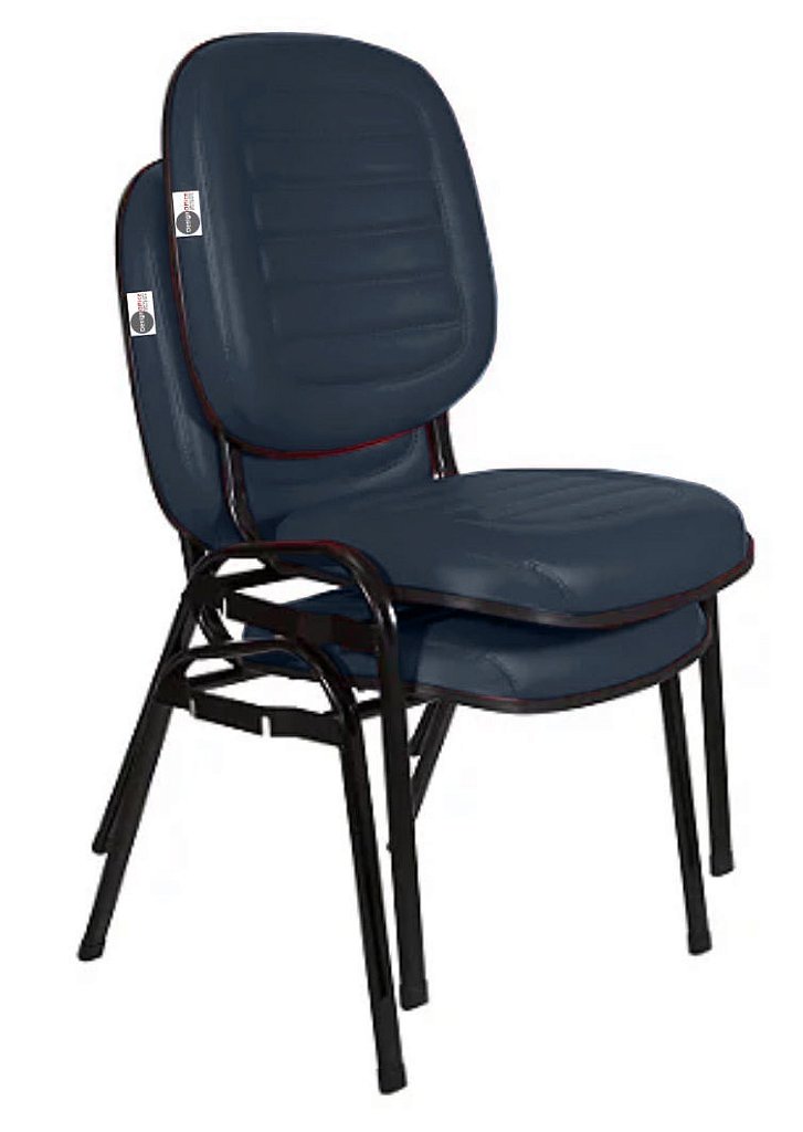 02 Cadeiras Empilhável para Igrejas Evangélicas Linha Holy Azul