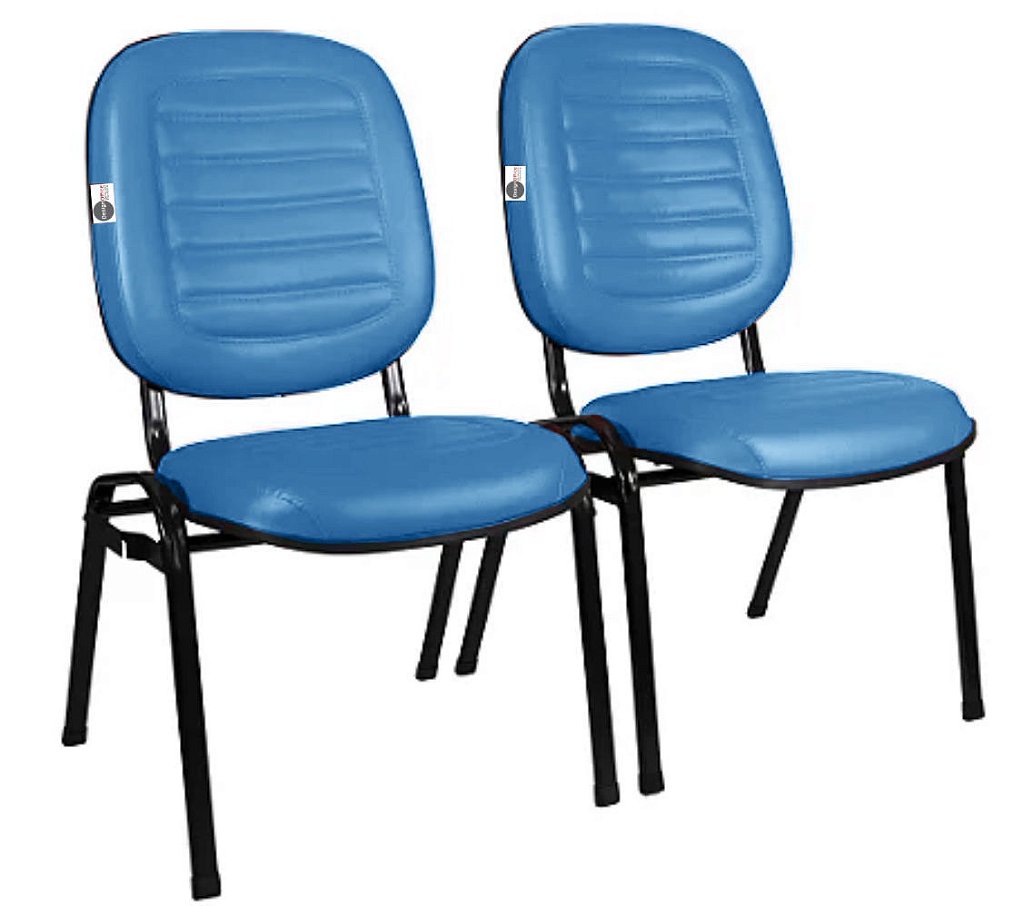 02 Cadeiras Empilhável para Igrejas Evangélicas Linha Holy Azul