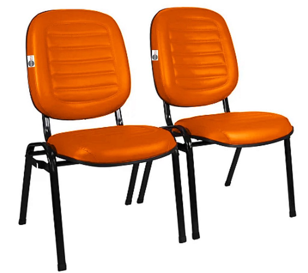 02 Cadeiras Empilhável para Igrejas Evangélicas Linha Holy Laranja