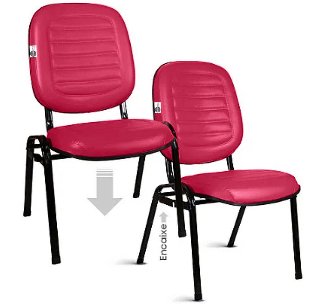 02 Cadeiras Empilhável para Igrejas Evangélicas Linha Holy Rosa