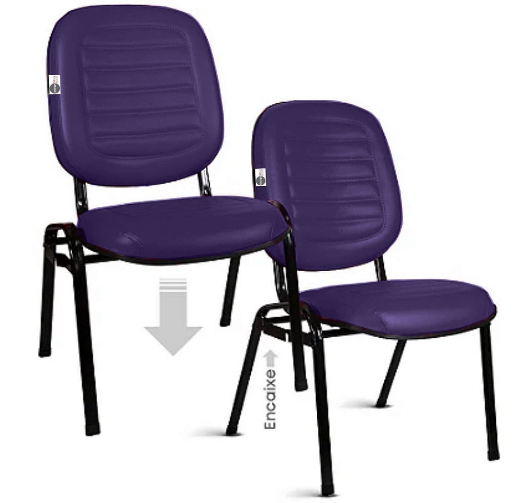 02 Cadeiras Empilhável para Igrejas Evangélicas Linha Holy Roxo
