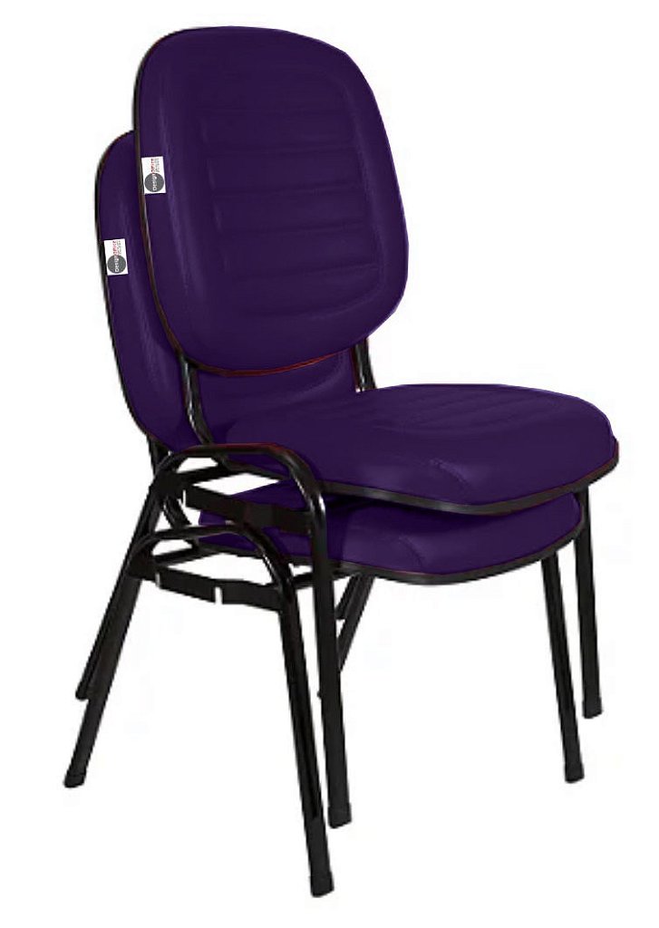 02 Cadeiras Empilhável para Igrejas Evangélicas Linha Holy Roxo