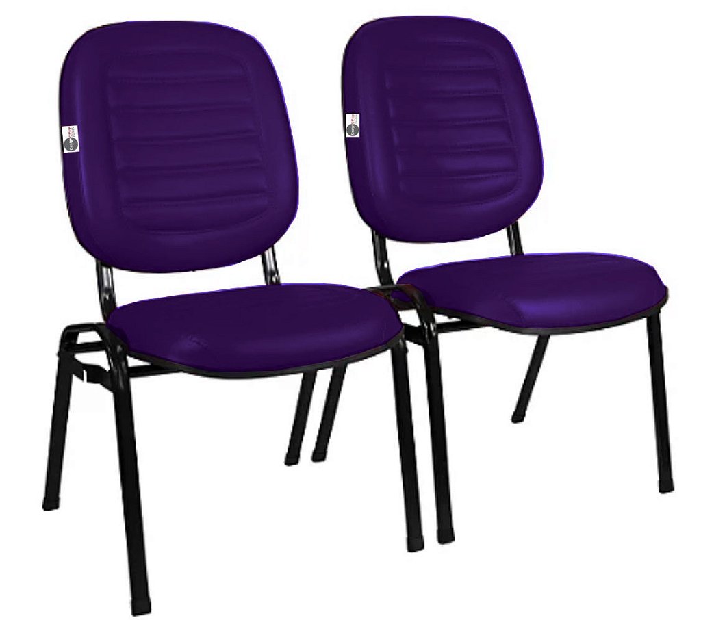 02 Cadeiras Empilhável para Igrejas Evangélicas Linha Holy Roxo