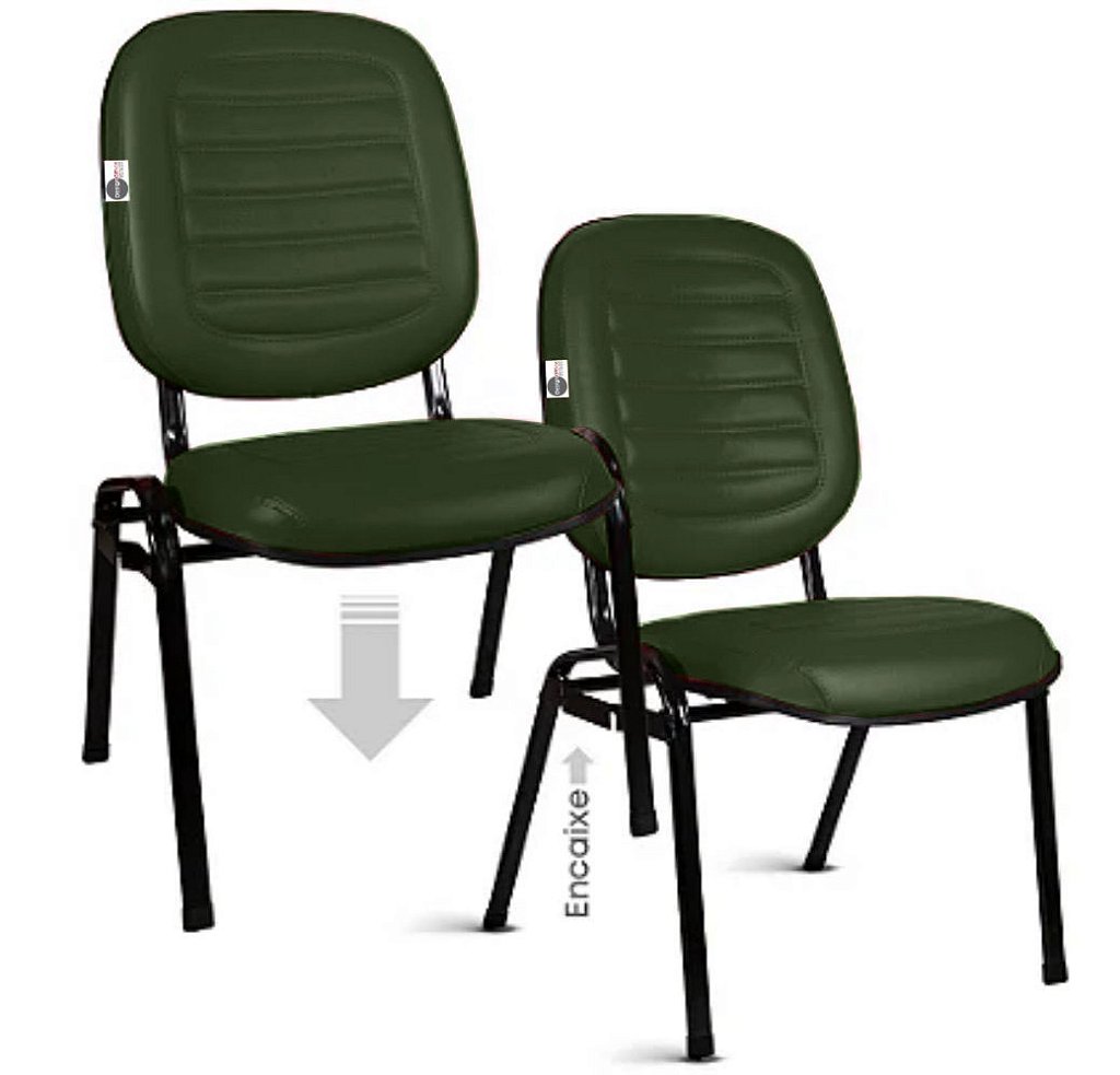 02 Cadeiras Empilhável para Igrejas Evangélicas Linha Holy Verde