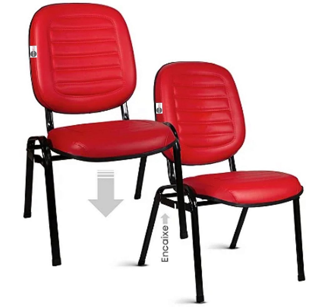 02 Cadeiras Empilhável para Igrejas Evangélicas Linha Holy Vermelho